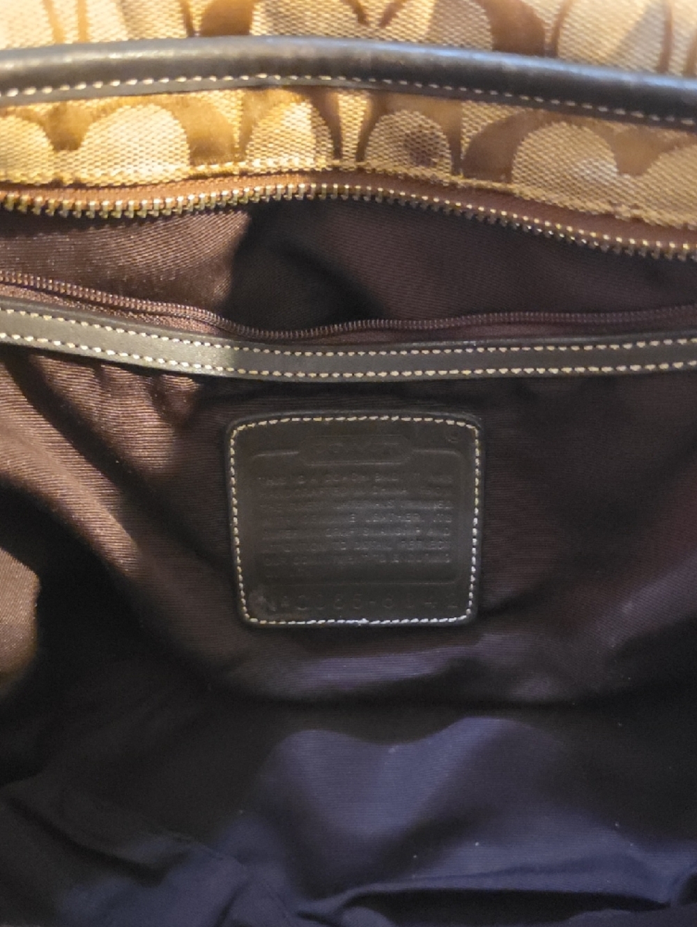 Coach Tan and Dark Brown Signature Canvas Tote - Picture 2 of 6
